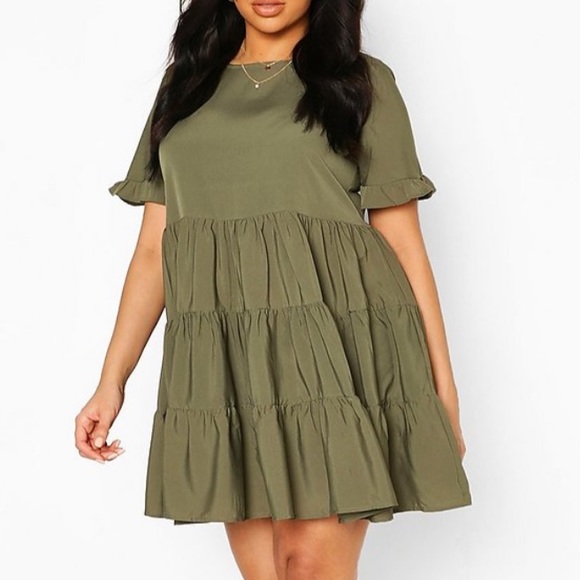 Boohoo Plus Dresses & Skirts - Plus Army Green Smock Dress